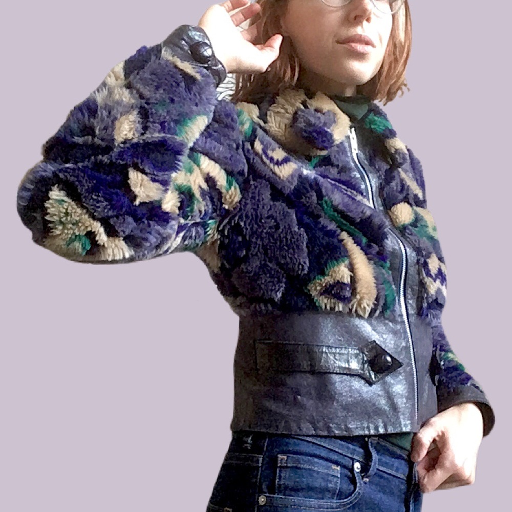 Betsey Johnson Purple and Green Bomber Jacket - Picture 3 of 12